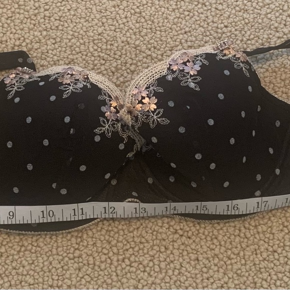 Black Floral Sexy Feminine Pretty FeLiNa  Underwire Lightly Padded Bra 34D - Picture 10 of 14